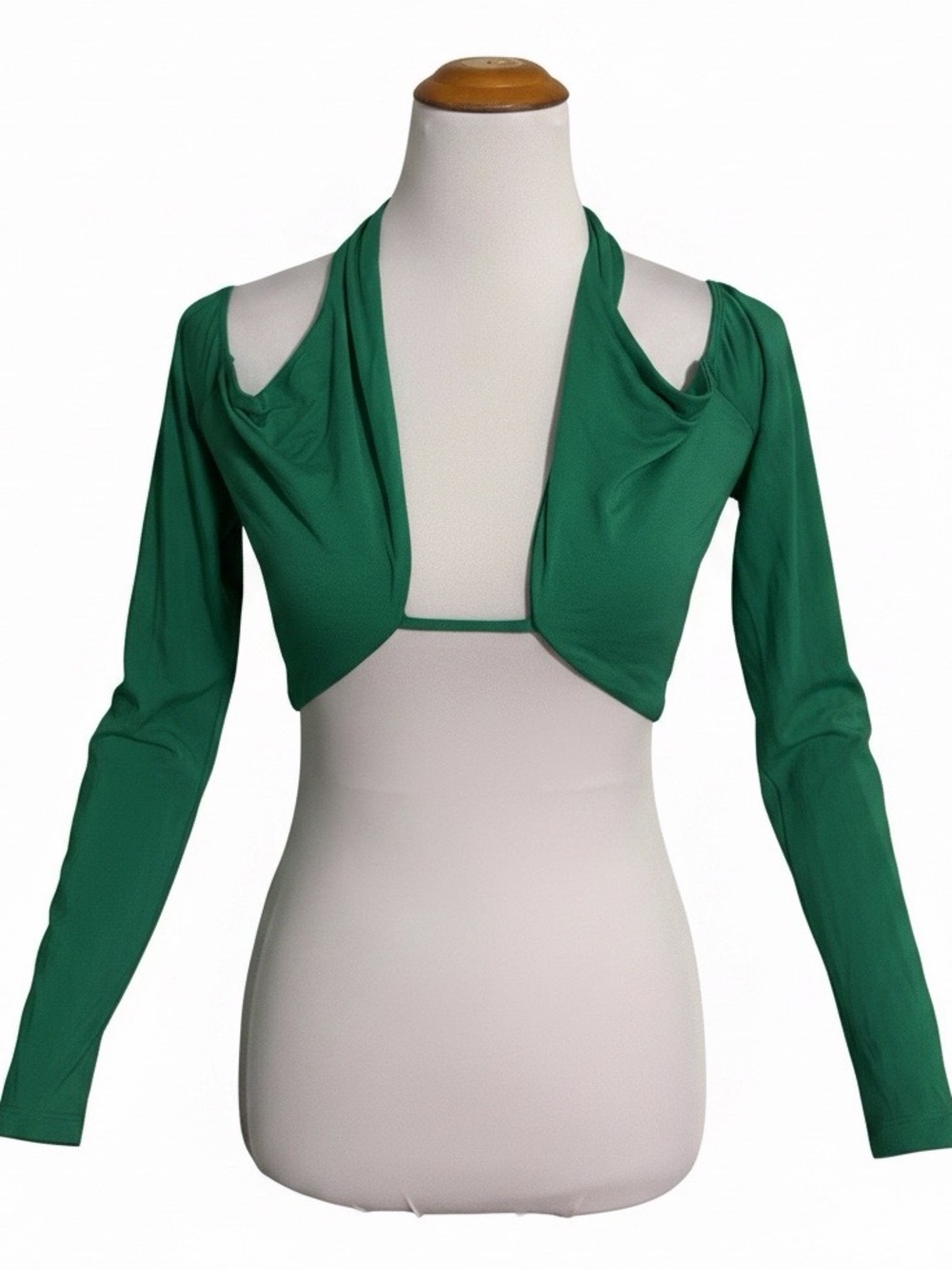 Naked Wardrobe Emerald Green Cropped Bolero Shrug